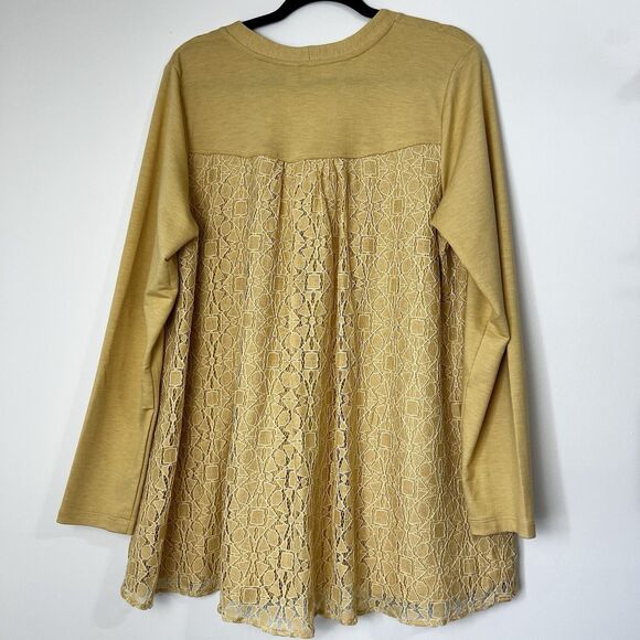 LOGO Lounge By Lori Goldstein Full Zip Jacket Lace Back Butter Yellow Women’s L - Picture 6 of 12